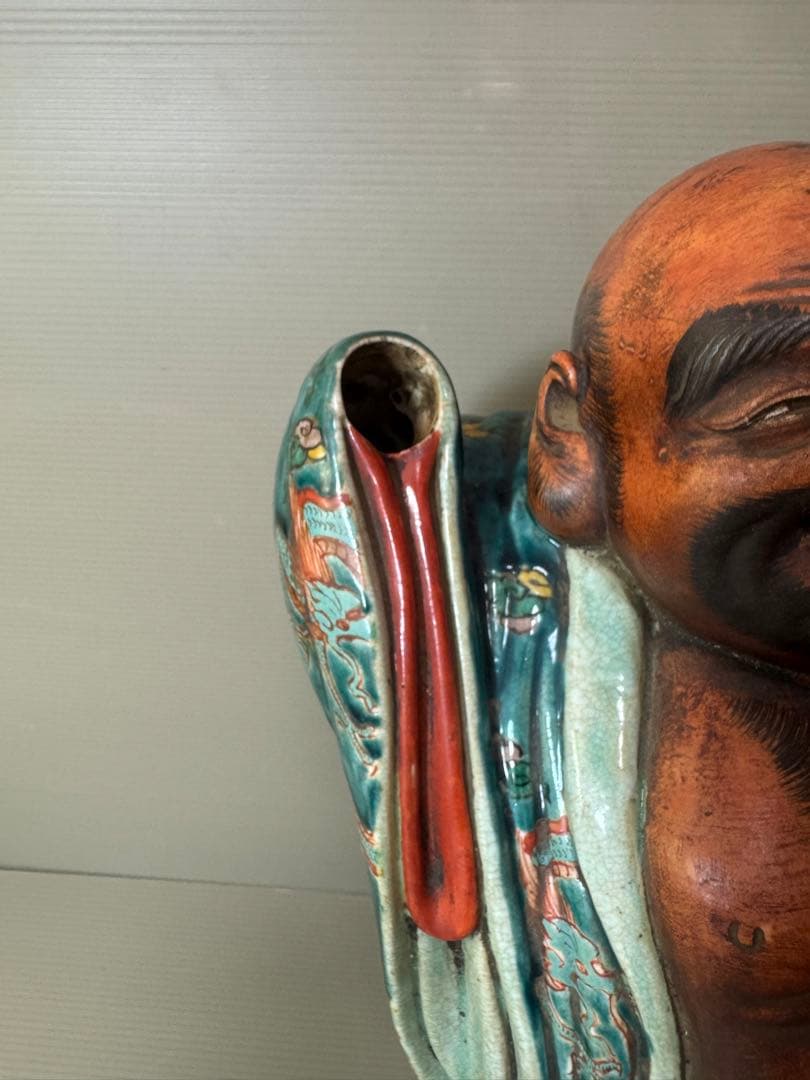 2704 九谷焼　龍文　布袋　縁起物  置物  時代物