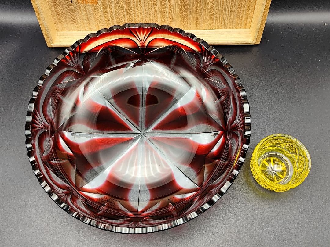 定価36万3千円☆薩摩切子 大皿 薩摩ガラス工芸（切子、江戸切子、薩摩切子）