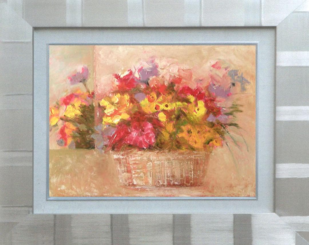 油絵 菅家令子 絵 絵画 インテリア 額付(黒) uF6-110302 花