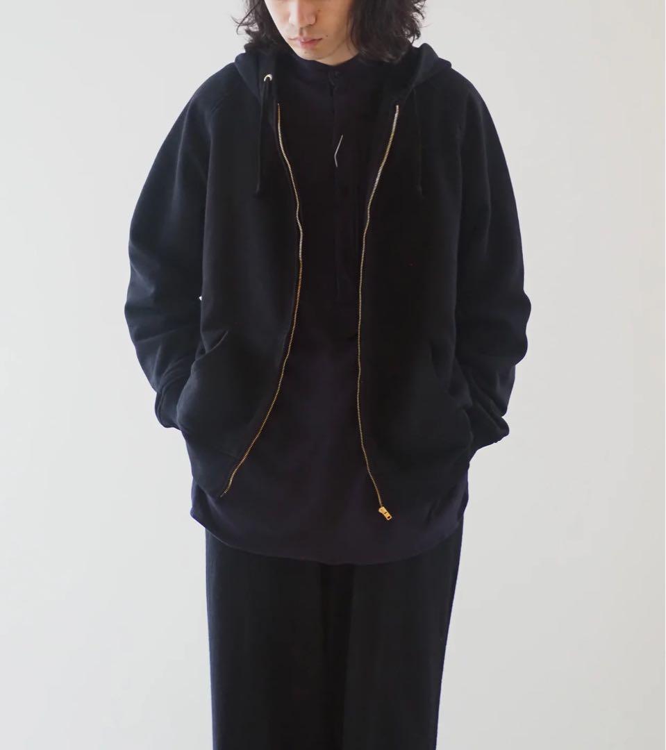 COMOLI 23AW コットン吊裏毛ジップパーカ size3 black