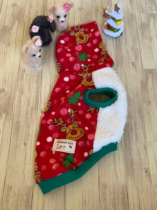 犬服  タンクトップパーカー(Ｓ)  ꒡̈⃝Lily꒡̈⃝ハンドメイド Xmasもふもふ