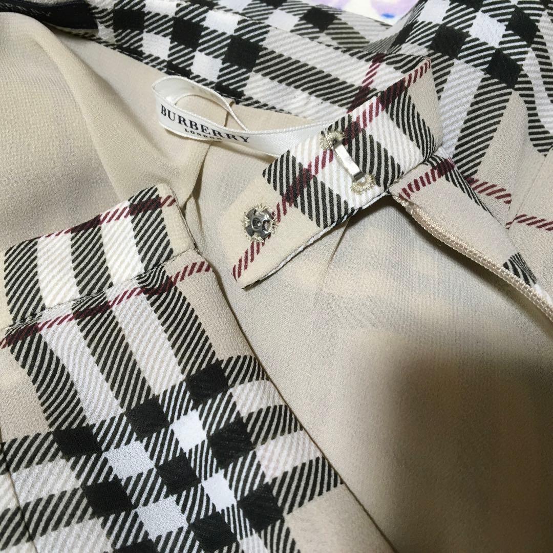 BURBERRY Londonノバチェック柄 薄手プリーツスカート 38 美品