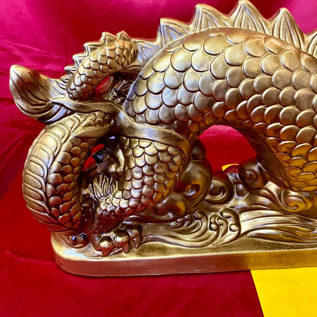 天隆陶苑 干支 置物 辰 ゴールド 常滑焼 大型 竜 龍 縁起物