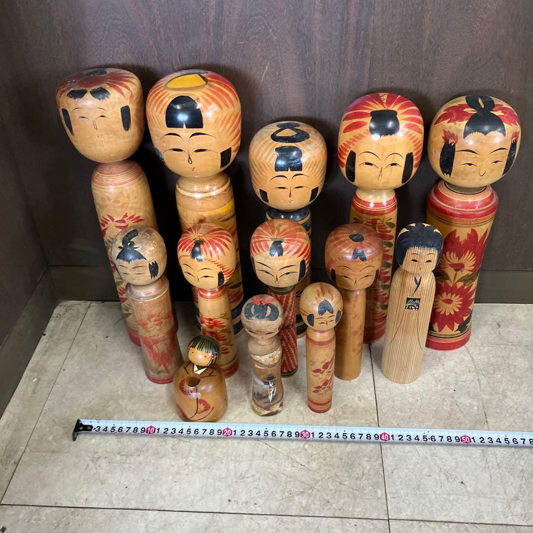 D-3 昭和レトロ 木製 こけし 小芥子 13体セット まとめ売り 日本人形
