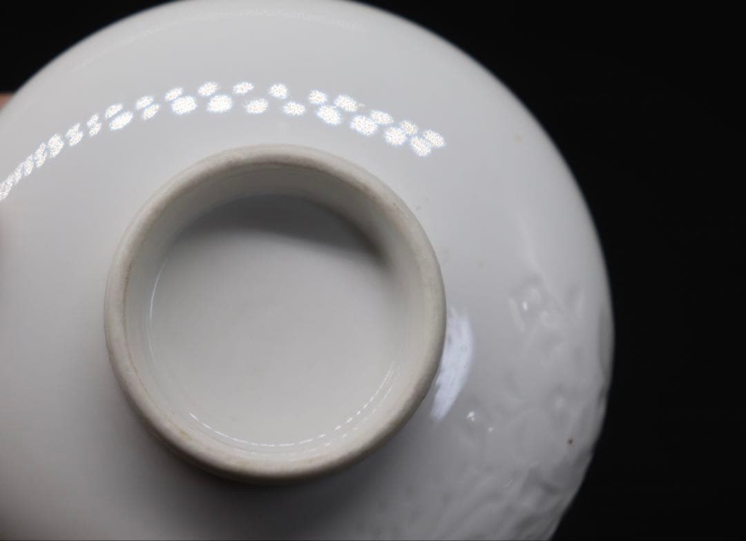 ※時代　白磁　菊紋蓋茶碗ペア　送料込み250917