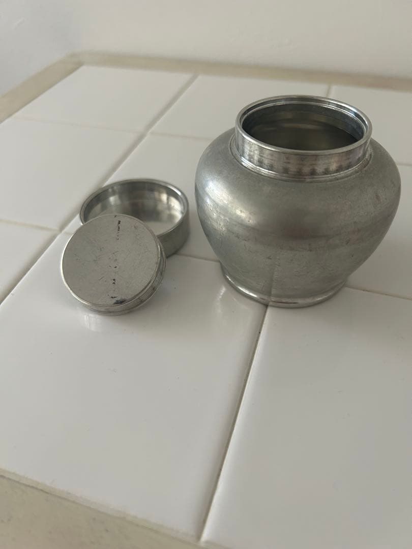 英祥堂製　茶筒　錫製