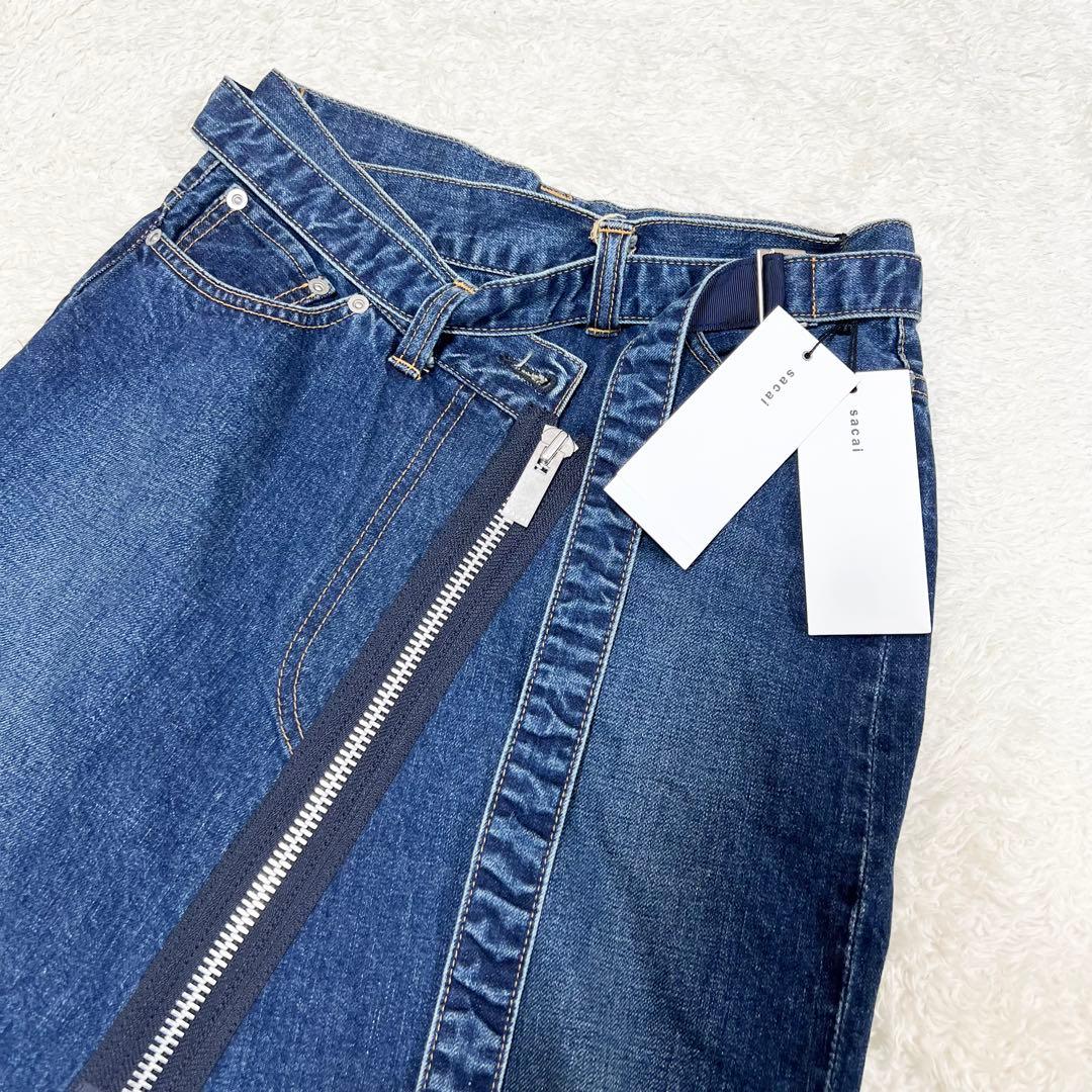 未使用タグ付 サカイ 2018年モデル ひざ丈スカート 0 デニム インディゴ