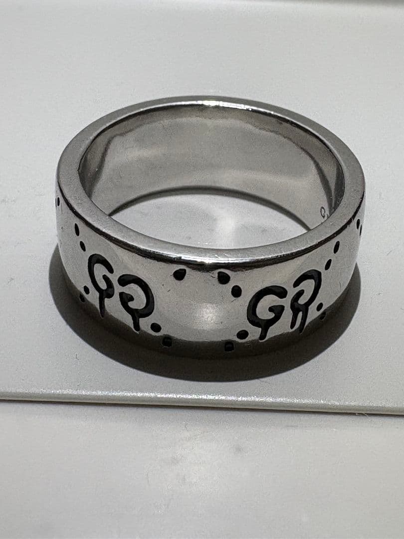 GUCCI ゴースト スカル リング ワイド　刻印サイズ:18号【箱/ポーチ付】
