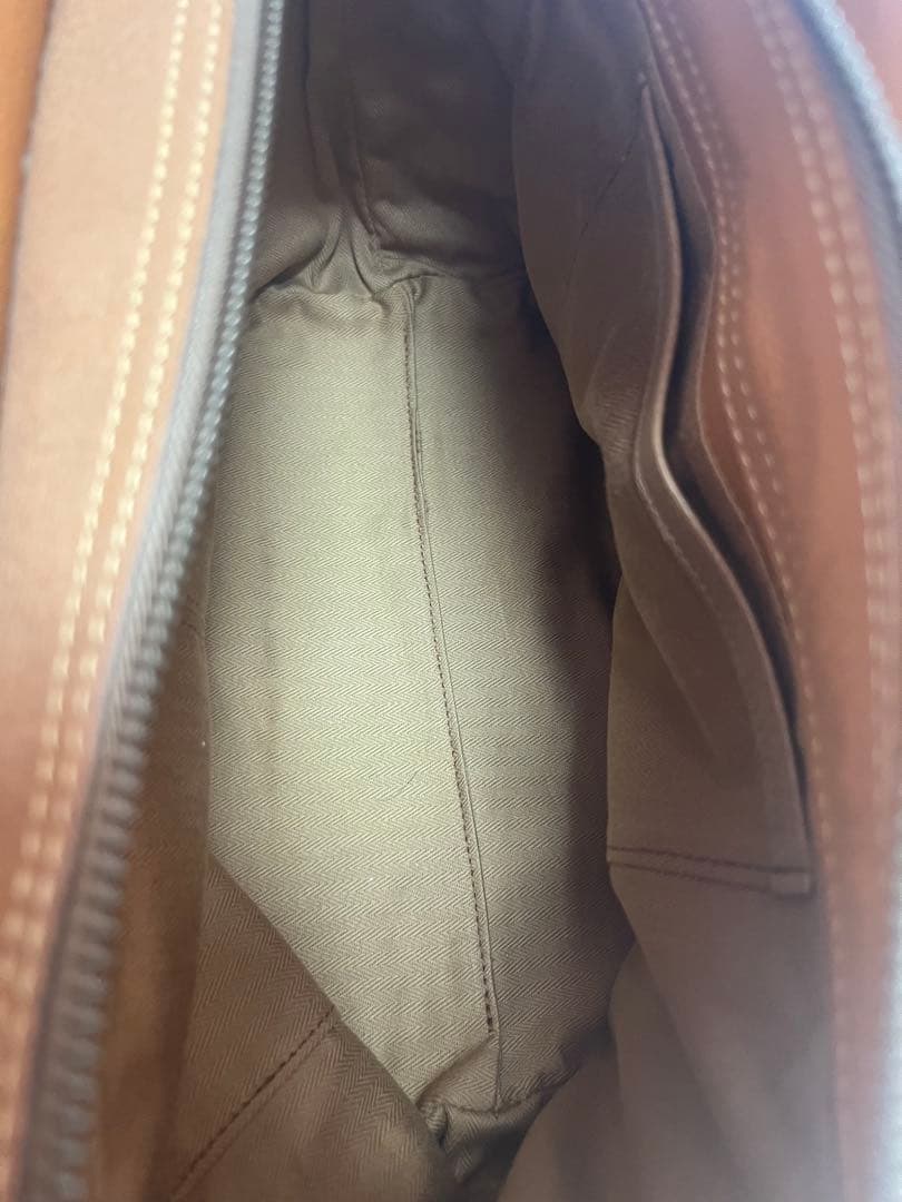 genten ブラウンレザー トートバッグ 大きめ 外ポケット付き