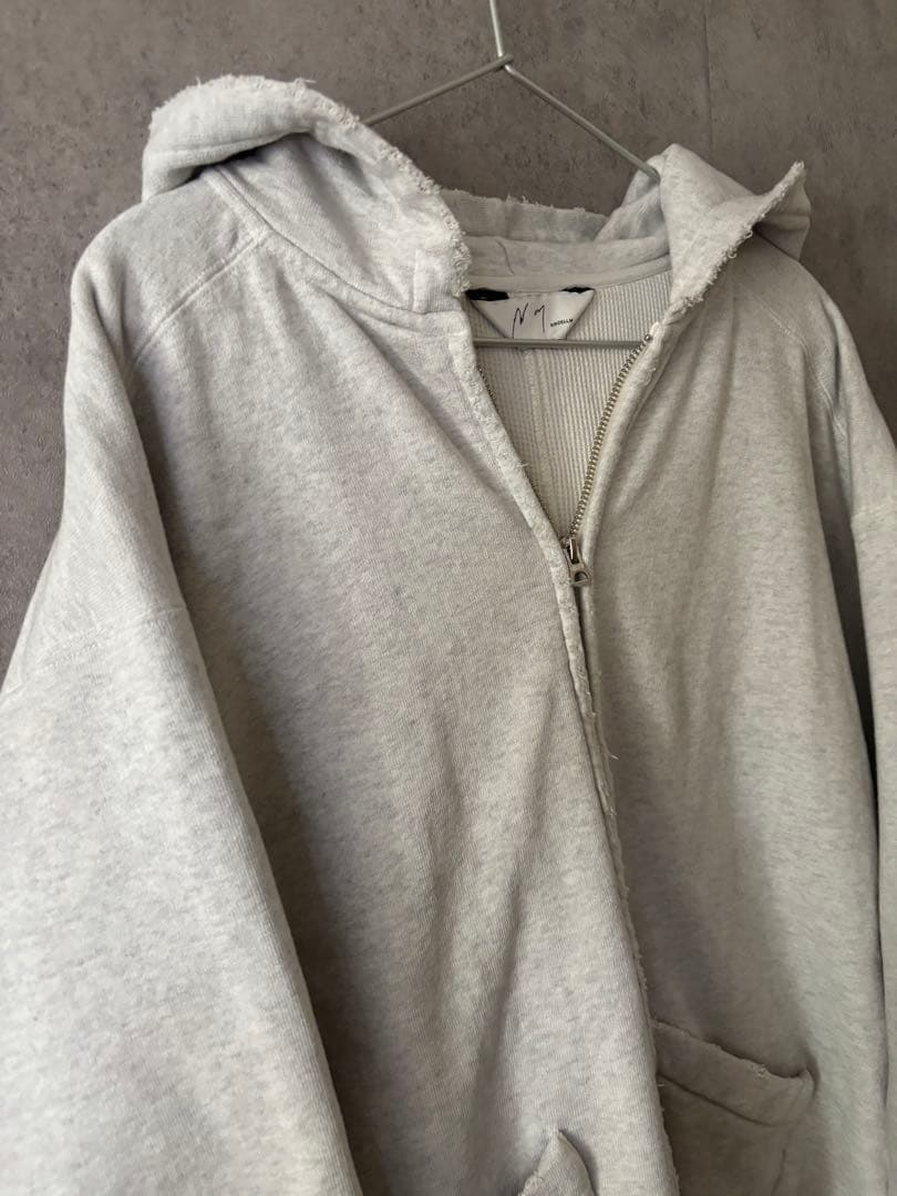 アンセルム 裏地サーマルダメージ加工ジップアップパーカー