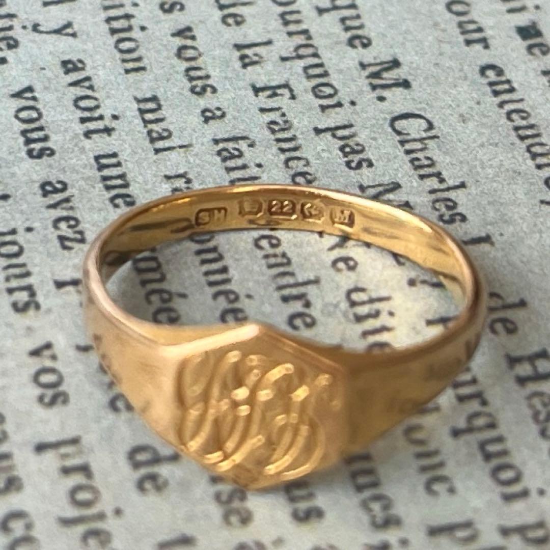Special 超希少　英国　イギリス　アンティーク　22金　シグネットリング