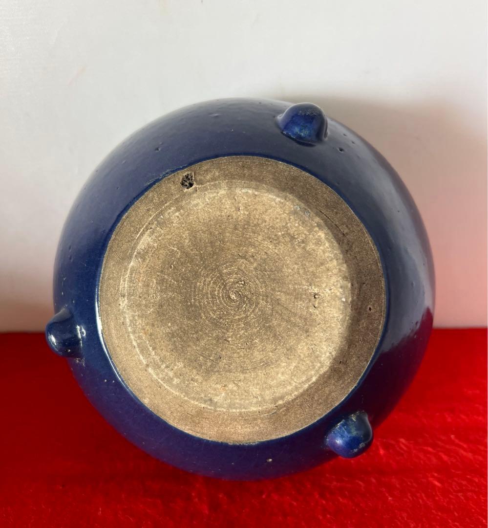 中国古美術•文房具•清時代蓝釉香炉：XG44-1