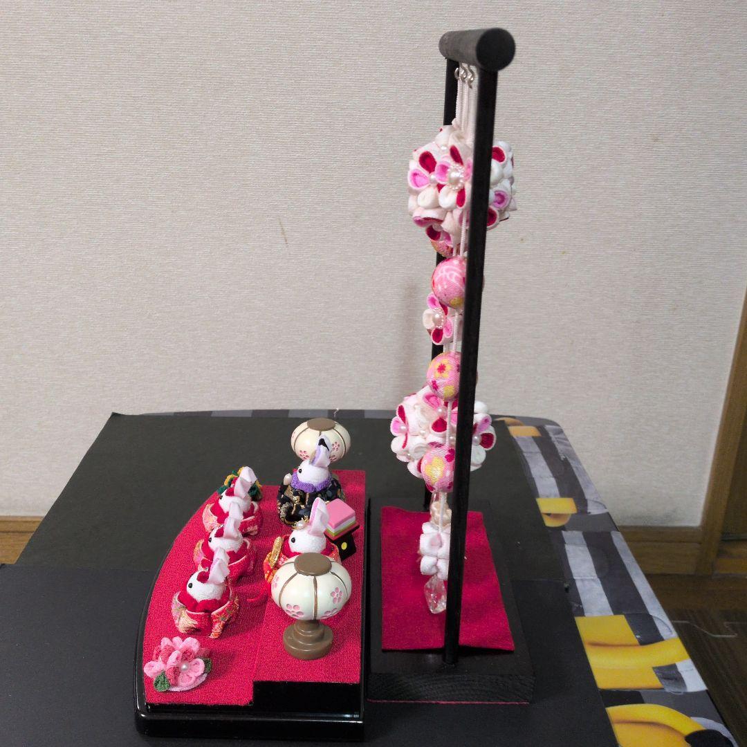 つまみ細工 吊るし飾りと雛飾りセット　 雛壇 　赤
