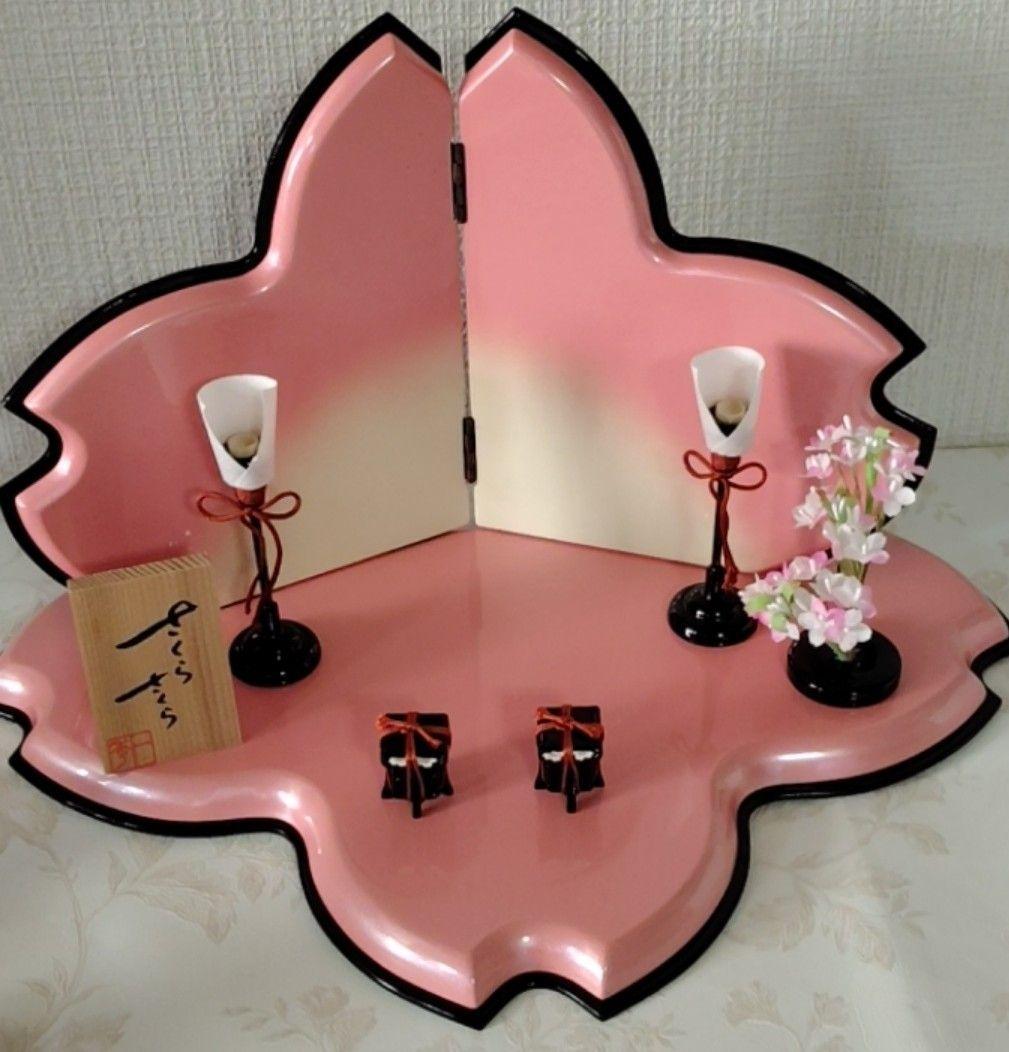 「さくらさくら 」コンパクト 小さな 木目込み親王飾り　雛人形 　一秀作　雛祭り
