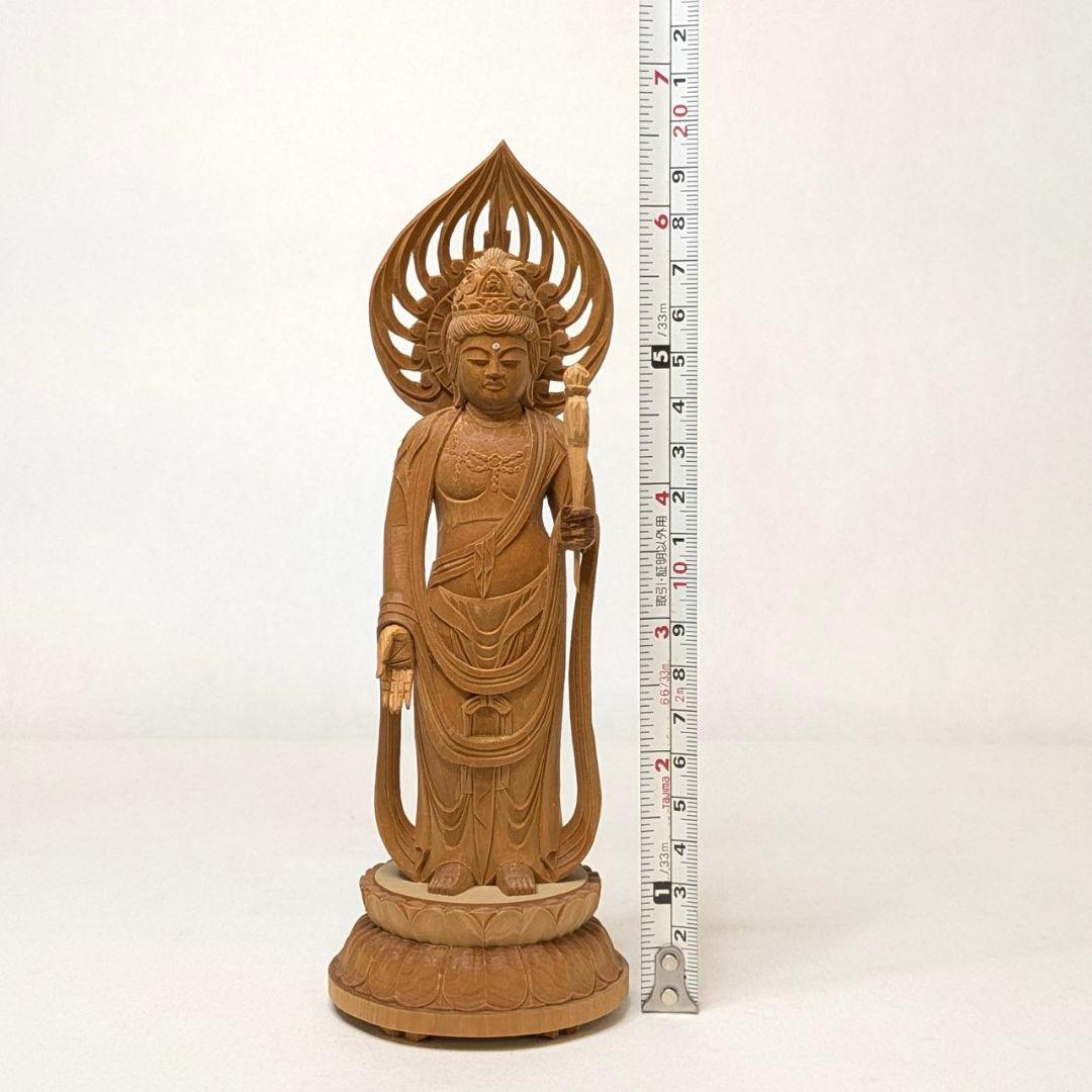 【フォロー割・新品】 聖観音菩薩　檜　総高さ約20.5㎝ 　聖観音　桧　観音