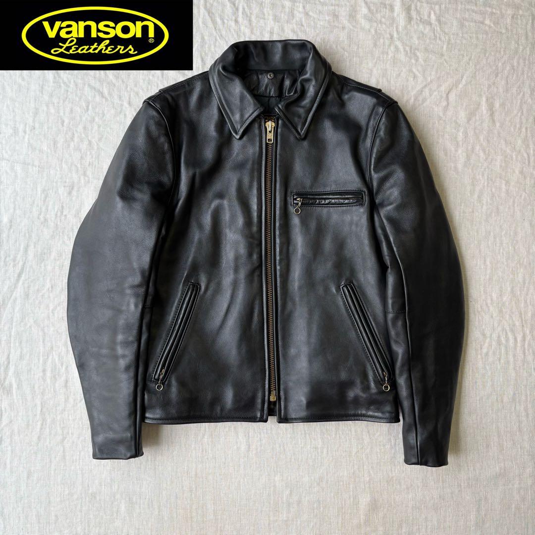 王者 vanson 傑作 シングルライダース 9D キルティング ブラック 38