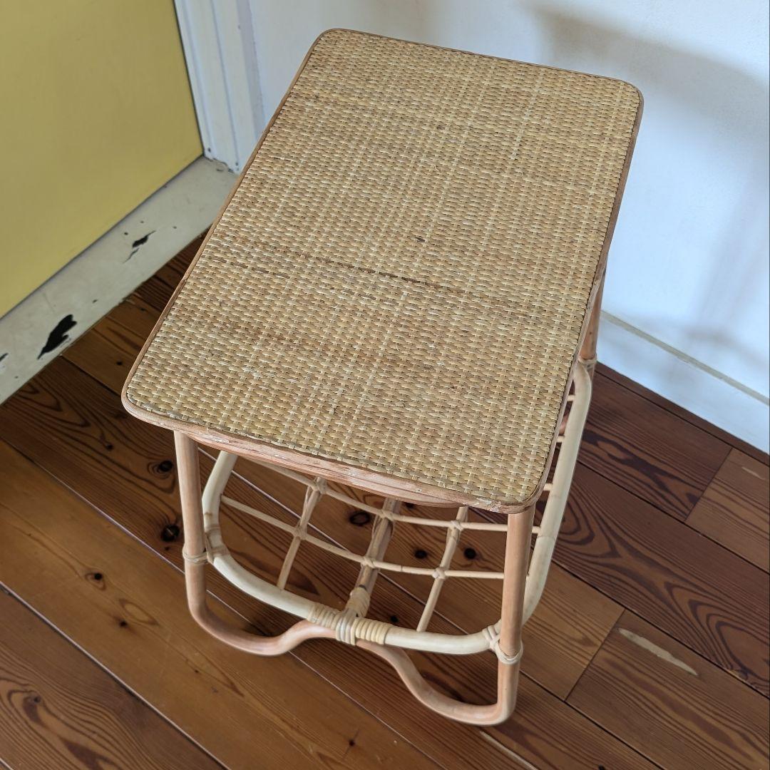 ラタン サイドテーブル ナチュラルウッド