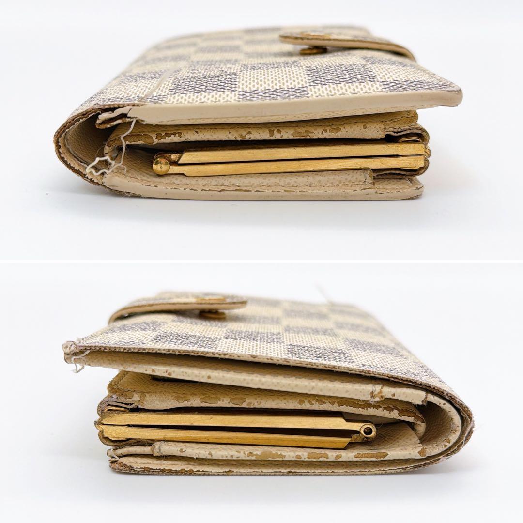 ルイヴィトン ポルトフォイユ ヴィエノワ ダミエアズール 折り財布 がま口 白色