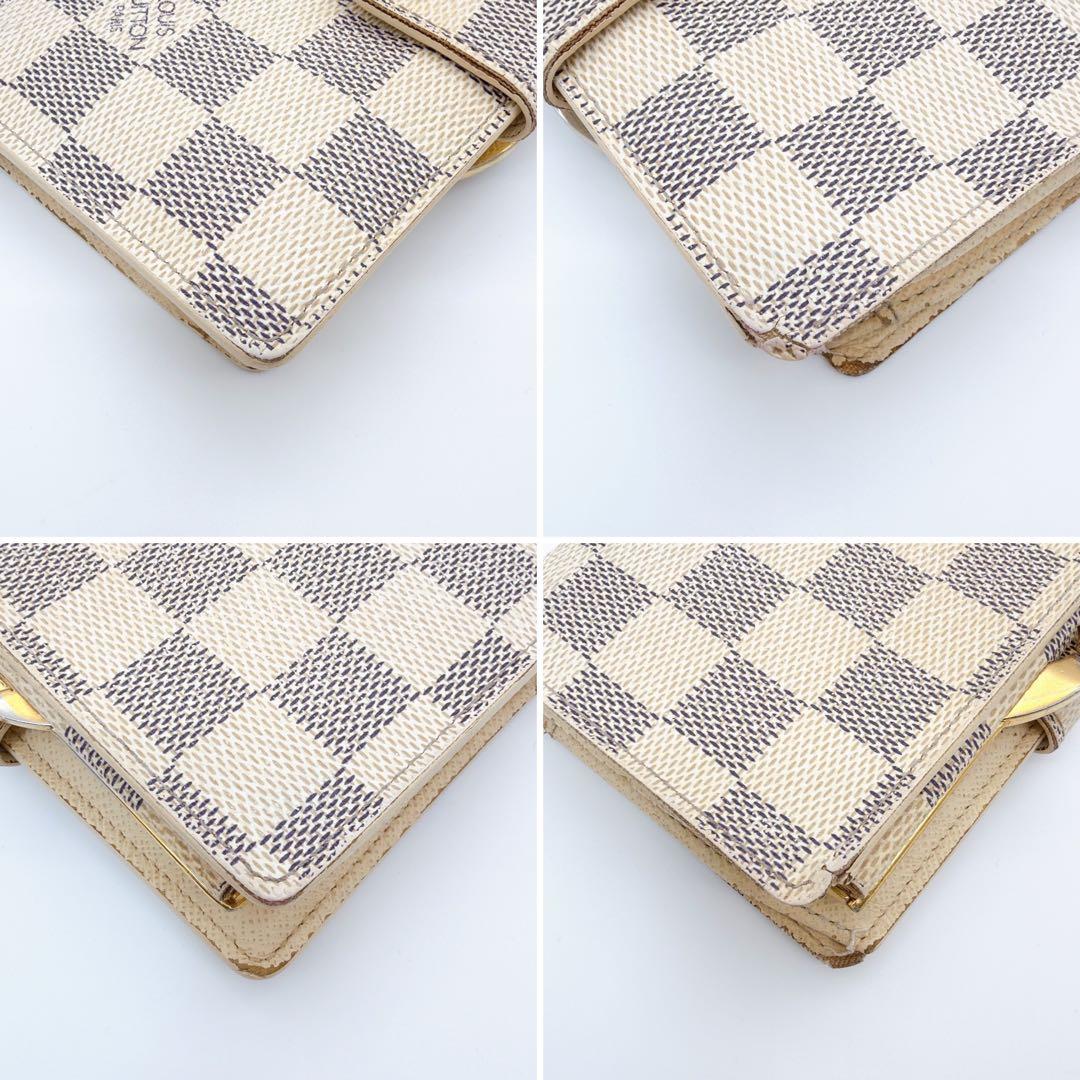 ルイヴィトン ポルトフォイユ ヴィエノワ ダミエアズール 折り財布 がま口 白色