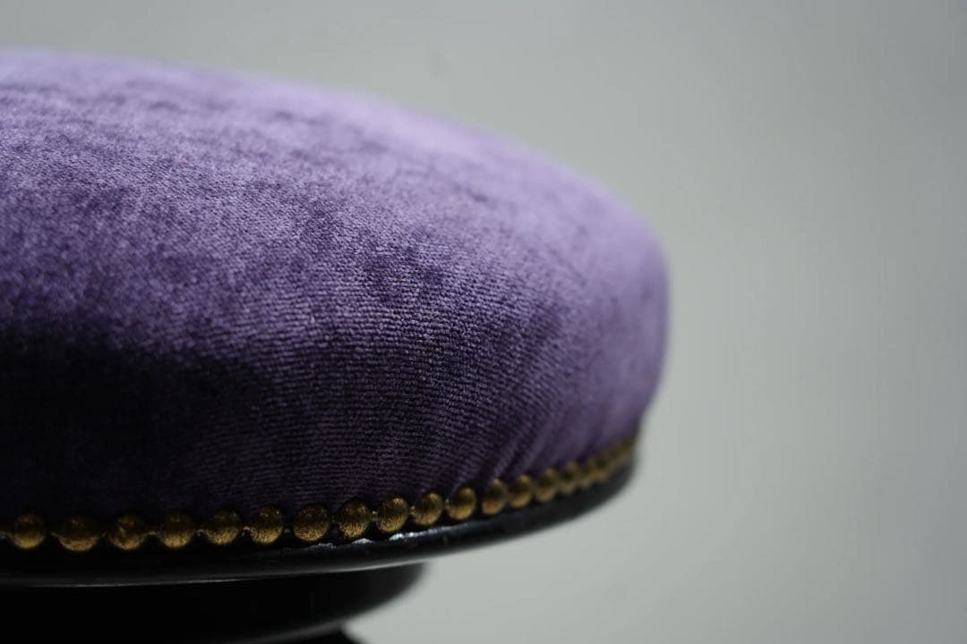 ナポレオンスツール　フランスアンティーク　赤 ベルベット　回転椅子 張替済