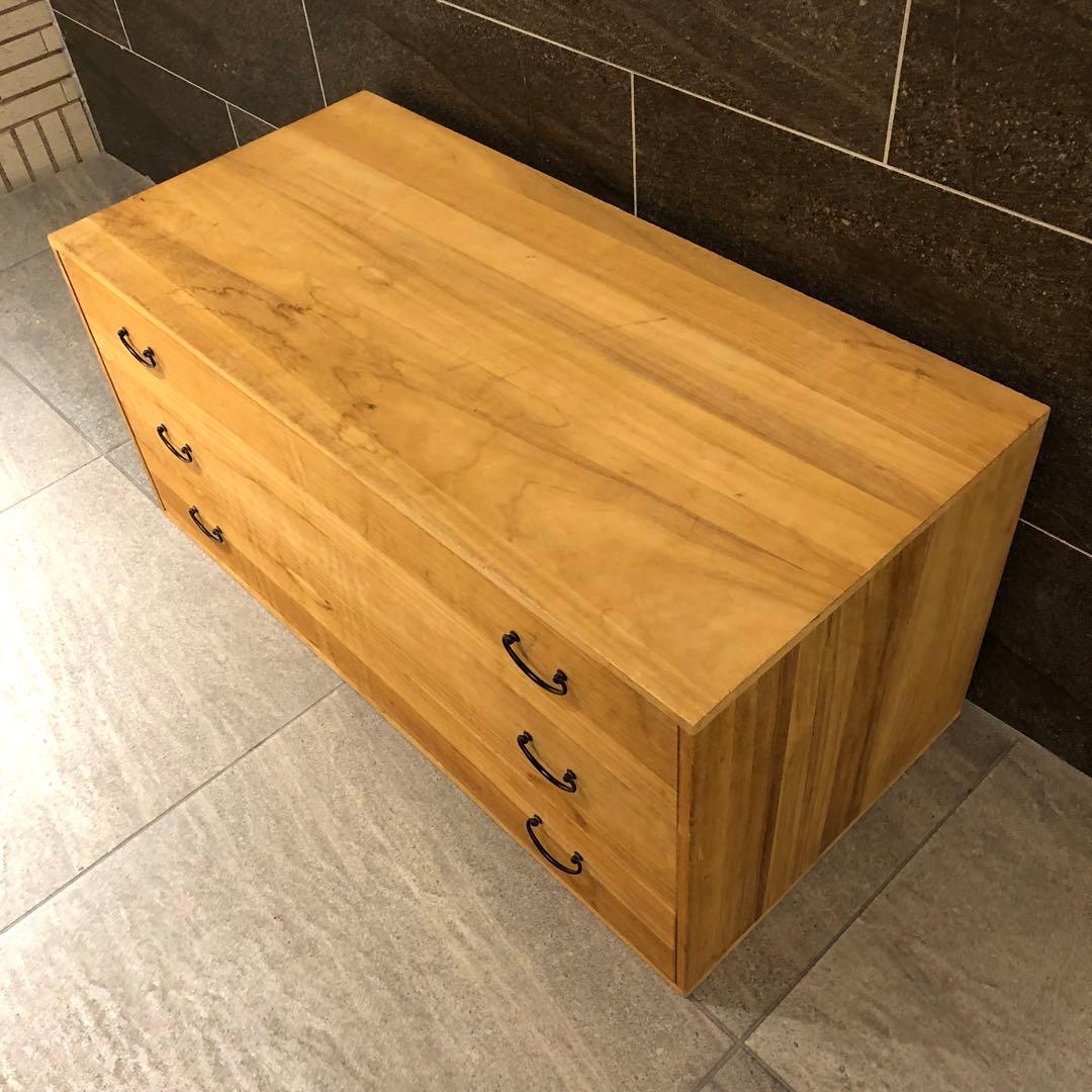 丸石商事　桐天然木　日本製　桐タンス　引き出し3段　着物箪笥　タンス　3段タンス