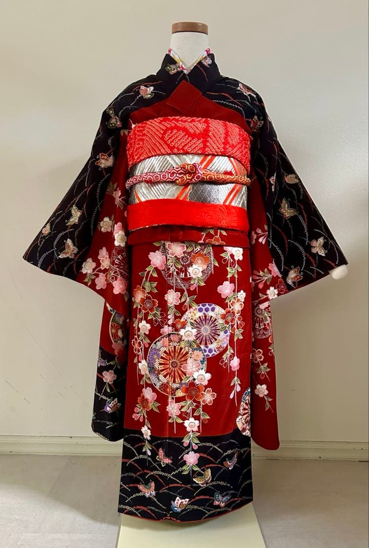 7歳　七五三　正絹着物　古典柄　帯　帯揚げ　帯締め　しごきのセット