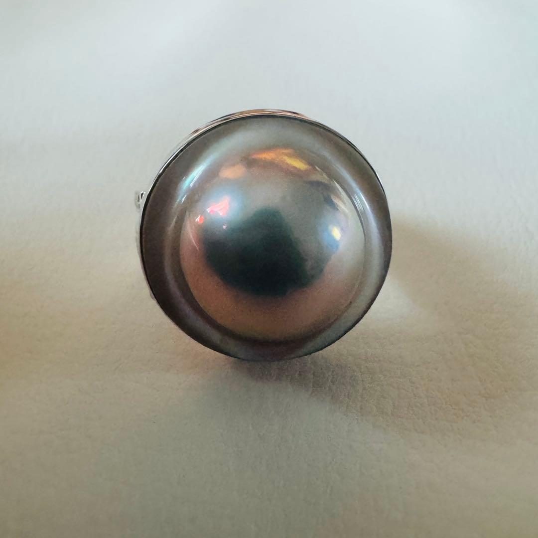 大粒 マベパール リング 指輪 シルバー925 13号 内径17mm