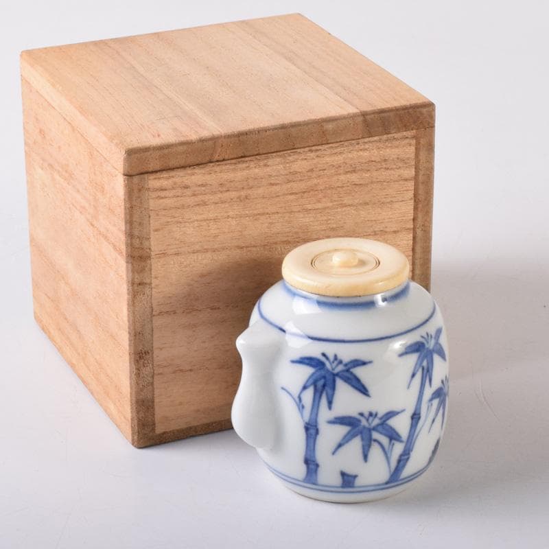 茶道具　染付　竹文　茶入　時代箱付　V　7289