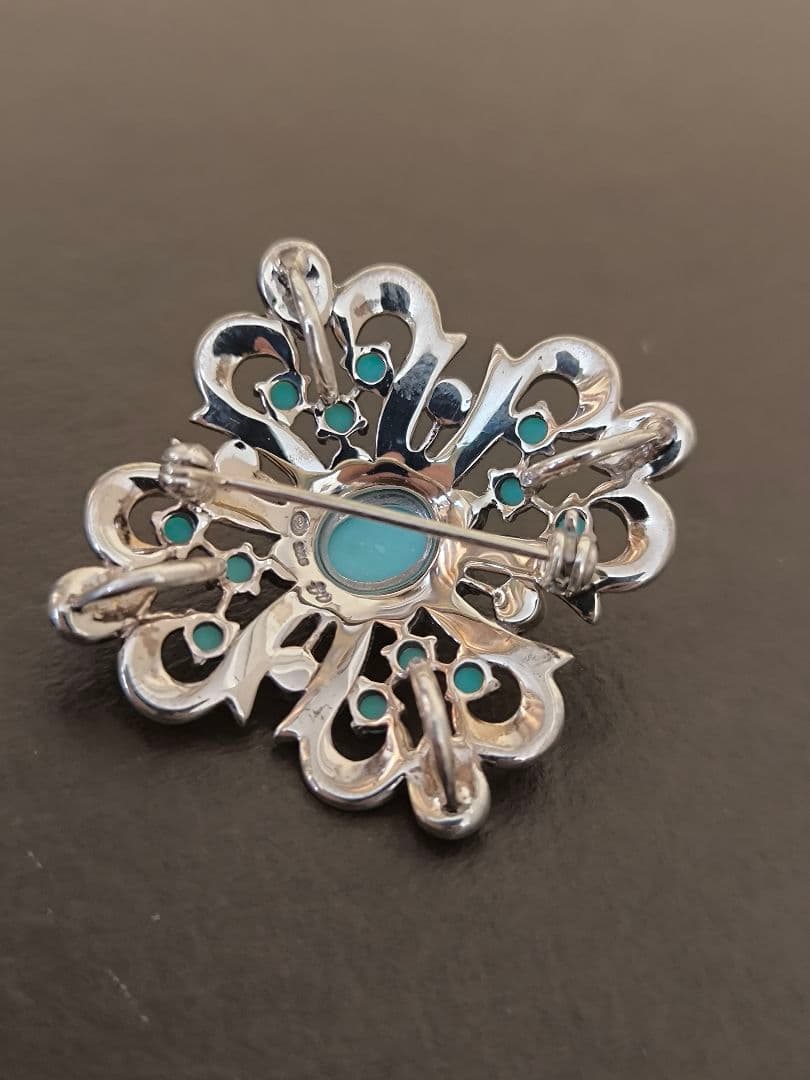 碌山 ROKUZAN ロクザン シルバー925 ターコイズ ブローチ