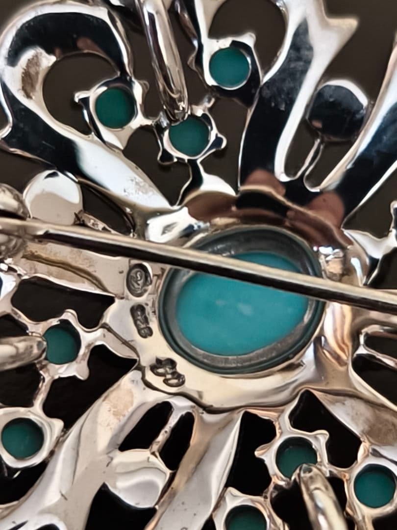 碌山 ROKUZAN ロクザン シルバー925 ターコイズ ブローチ