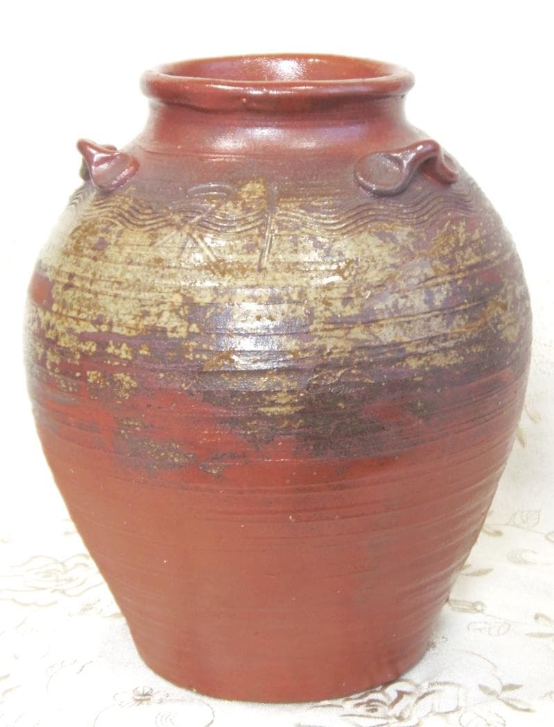 備前焼 古備前 三耳茶壺 花瓶 骨董 花器 フラワーベース 和風 置物