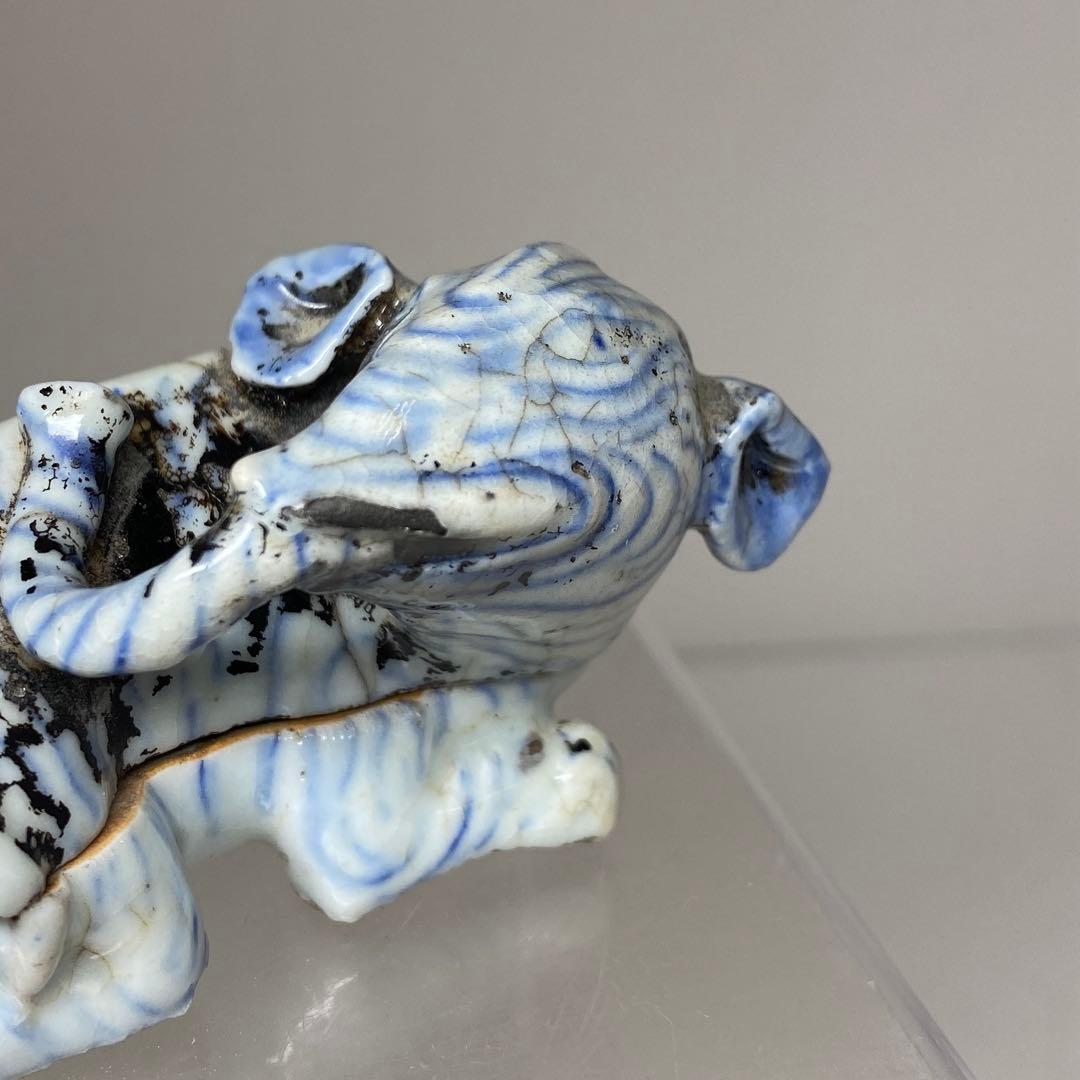 李朝　青花　象文　香合　タサチ　東さ8-0128☆2F