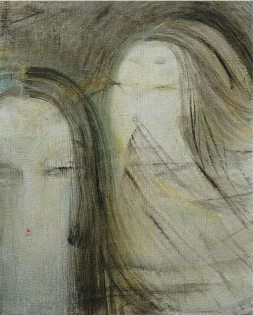 油絵 絵 絵画 インテリア 額付(黒) F6-050413 人物 女性像