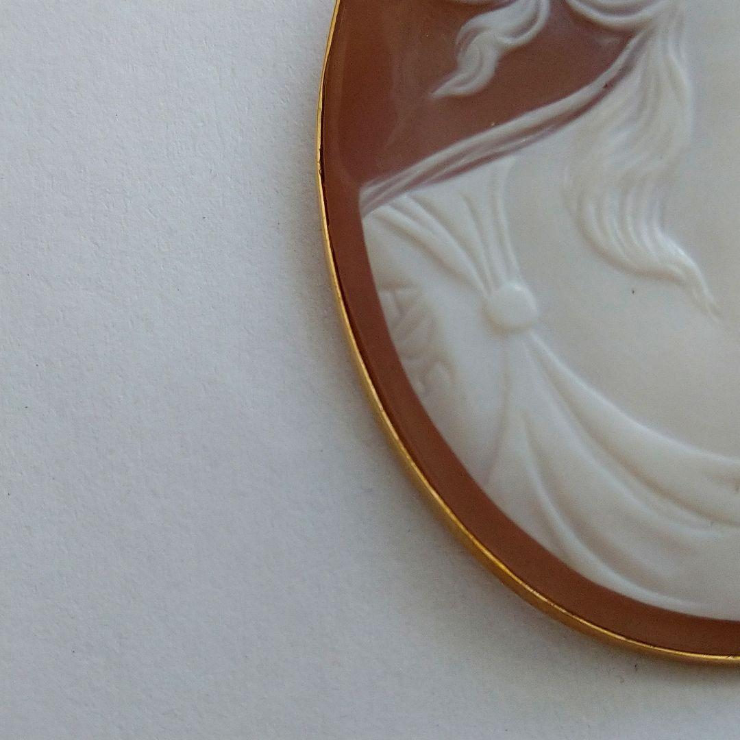 ✤作家ものシェルカメオブローチ&ペンダント✤18金✤2way✤凛として✤