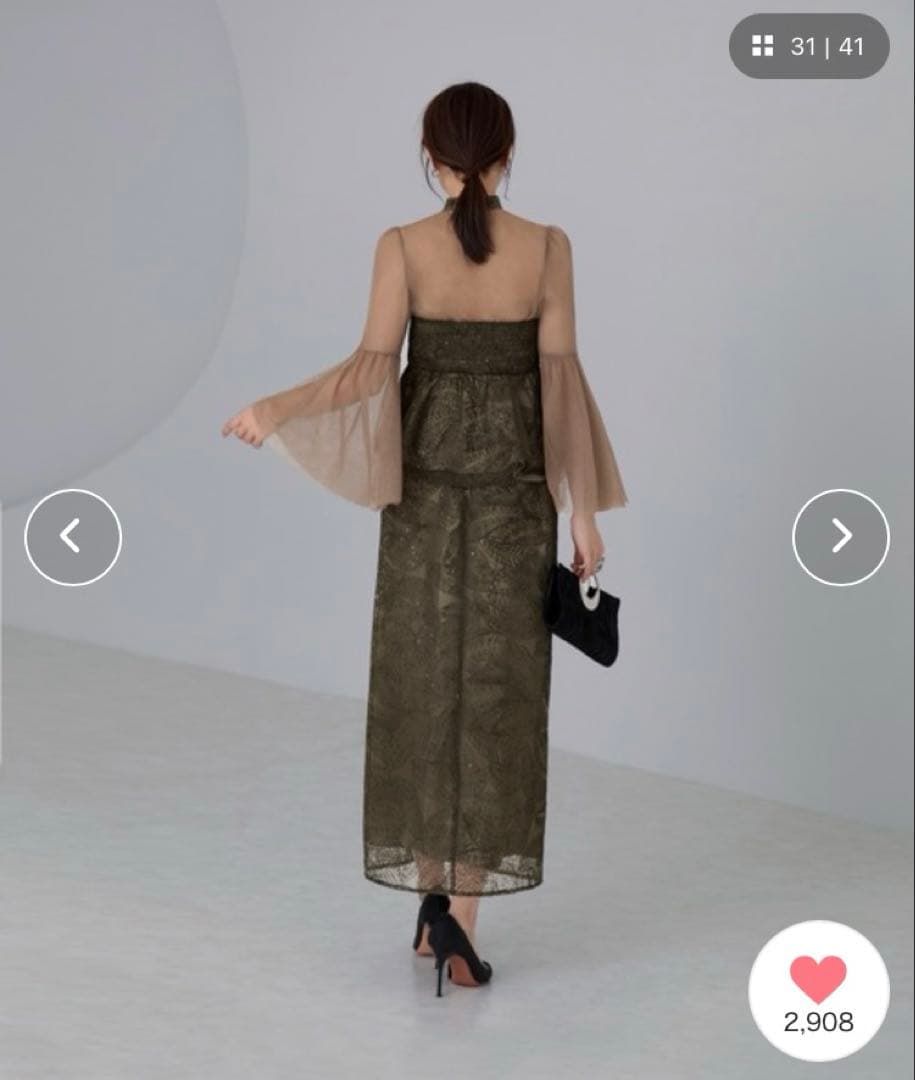 leja オケージョンドレス　グリーン　レース　S セットアップ　ビスチェ　緑