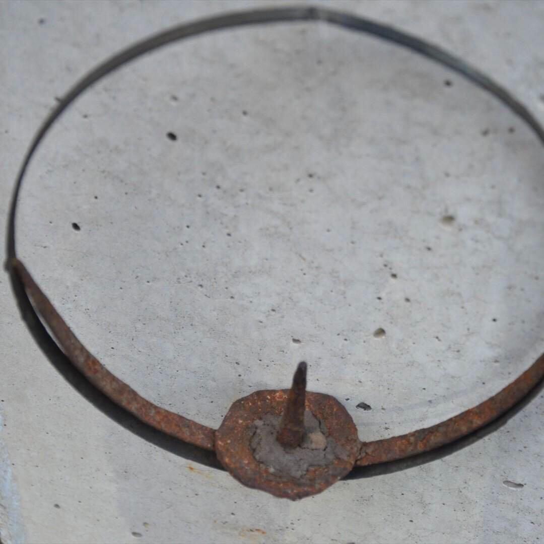 明治時代　鉄製　吊　燭台　円形　オブジェ　骨董品　アンティーク　e
