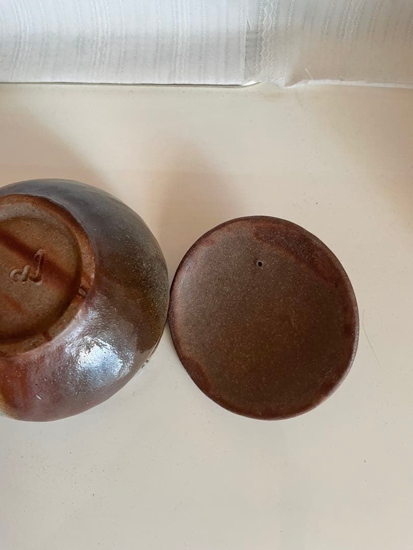 備前焼　煎茶器揃　宝瓶・湯冷し・煎茶椀　松ぼっくり　五郎兵衛窯　木箱付き