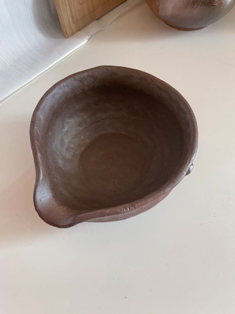 備前焼　煎茶器揃　宝瓶・湯冷し・煎茶椀　松ぼっくり　五郎兵衛窯　木箱付き