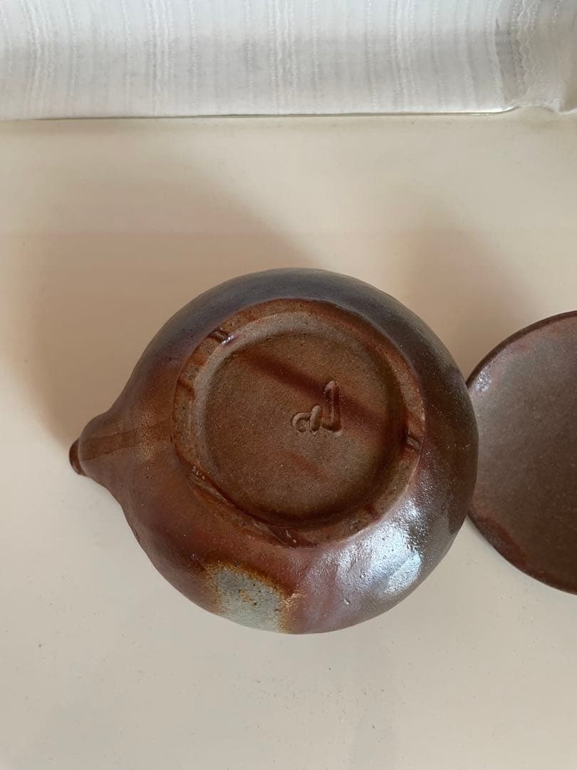 備前焼　煎茶器揃　宝瓶・湯冷し・煎茶椀　松ぼっくり　五郎兵衛窯　木箱付き