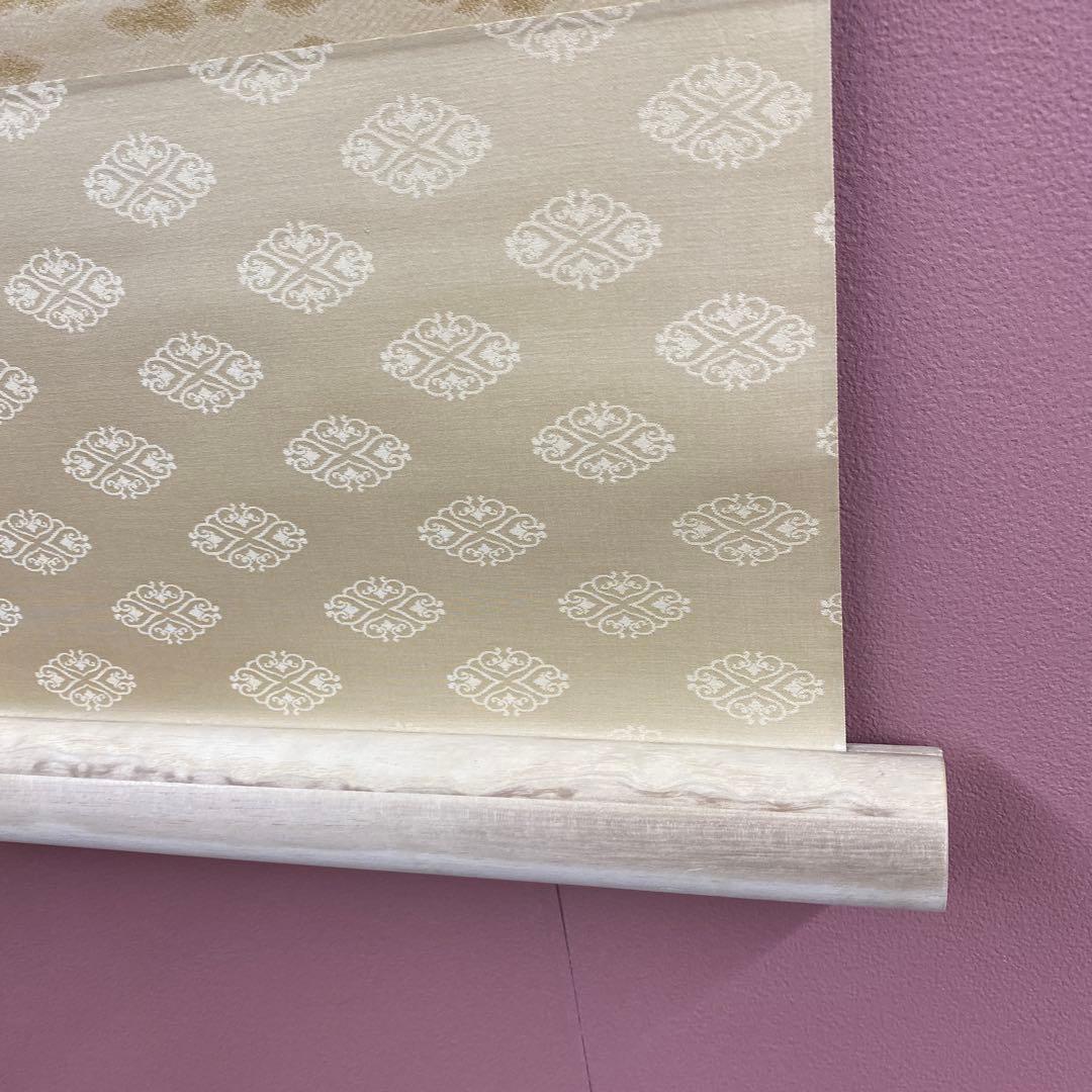 美品 掛け軸 稲葉長生作 金地 舞鶴図 共箱 縁起物 日の出 太巻き付