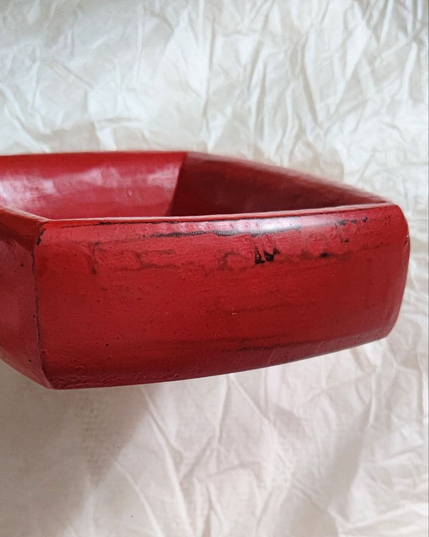 松崎融 朱漆 額縁 古布 民芸 民藝