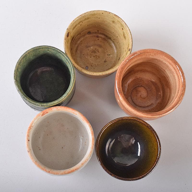 萩焼　十三代坂田泥華作など　ぐい呑み　十種　黒田陶々庵極め箱　M　R8426