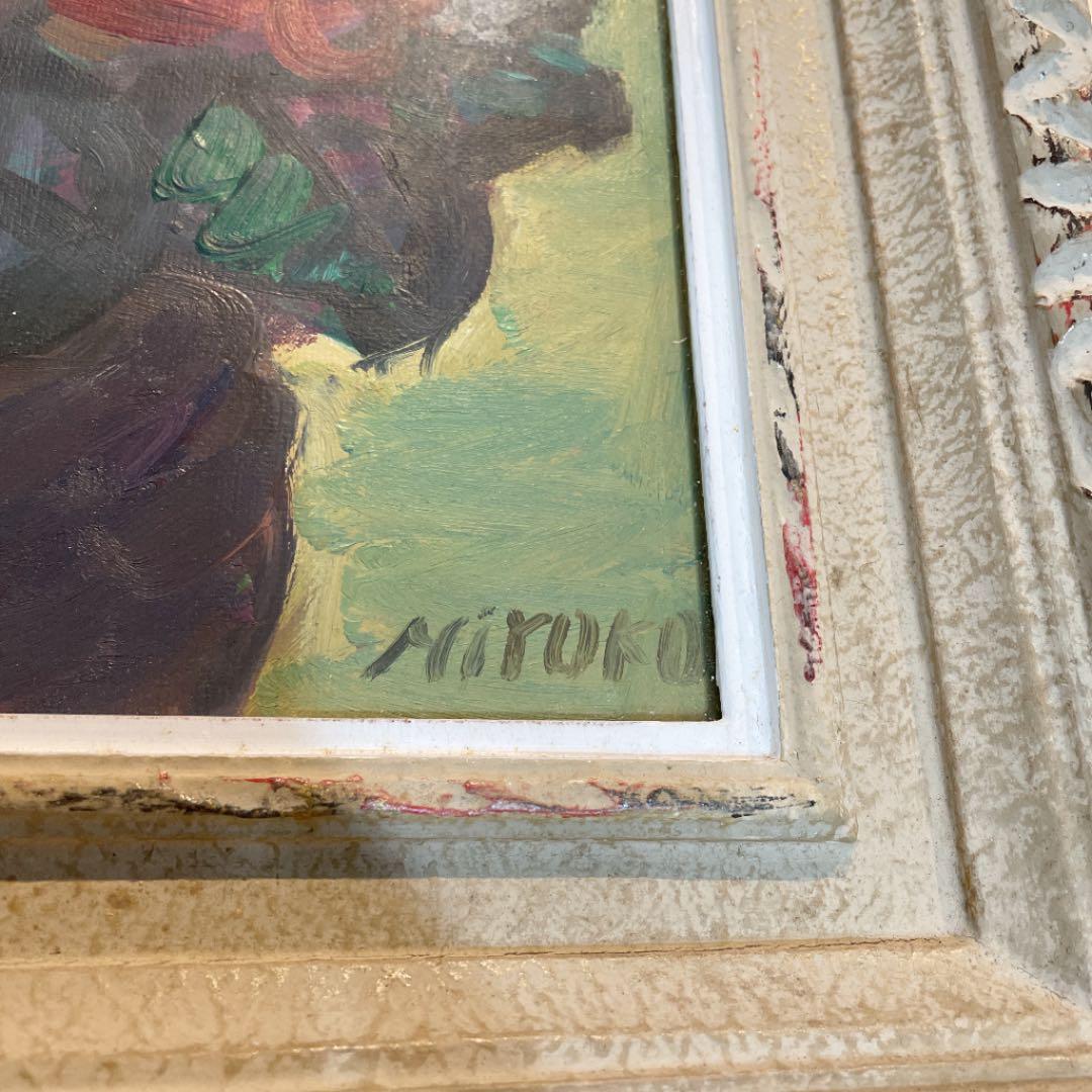 【額縁付き】薔薇 油絵【壁掛け可能】