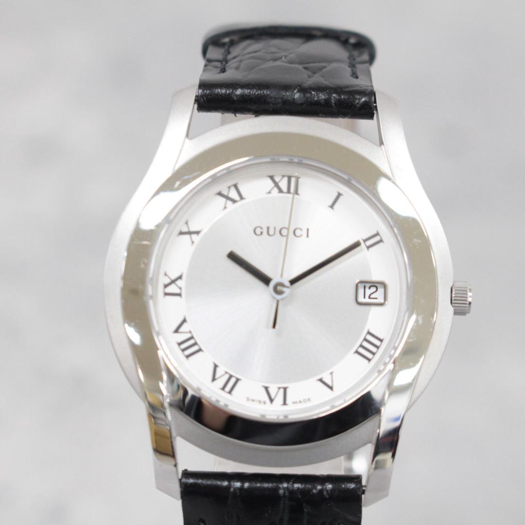 ▲GUCCI/グッチ 腕時計 5500M クォーツ レザーベルト