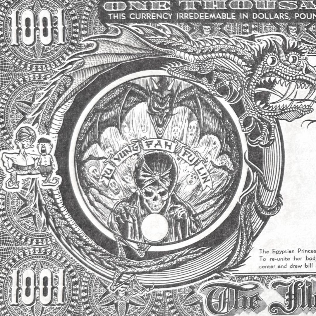 希少 激レア 50sヴィンテージ マジック通貨 ポスター ペーパーアート スカル