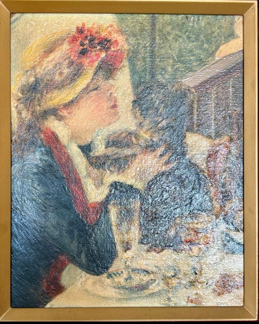 ルノワール複製画　子犬を抱く少女　フレーム付き