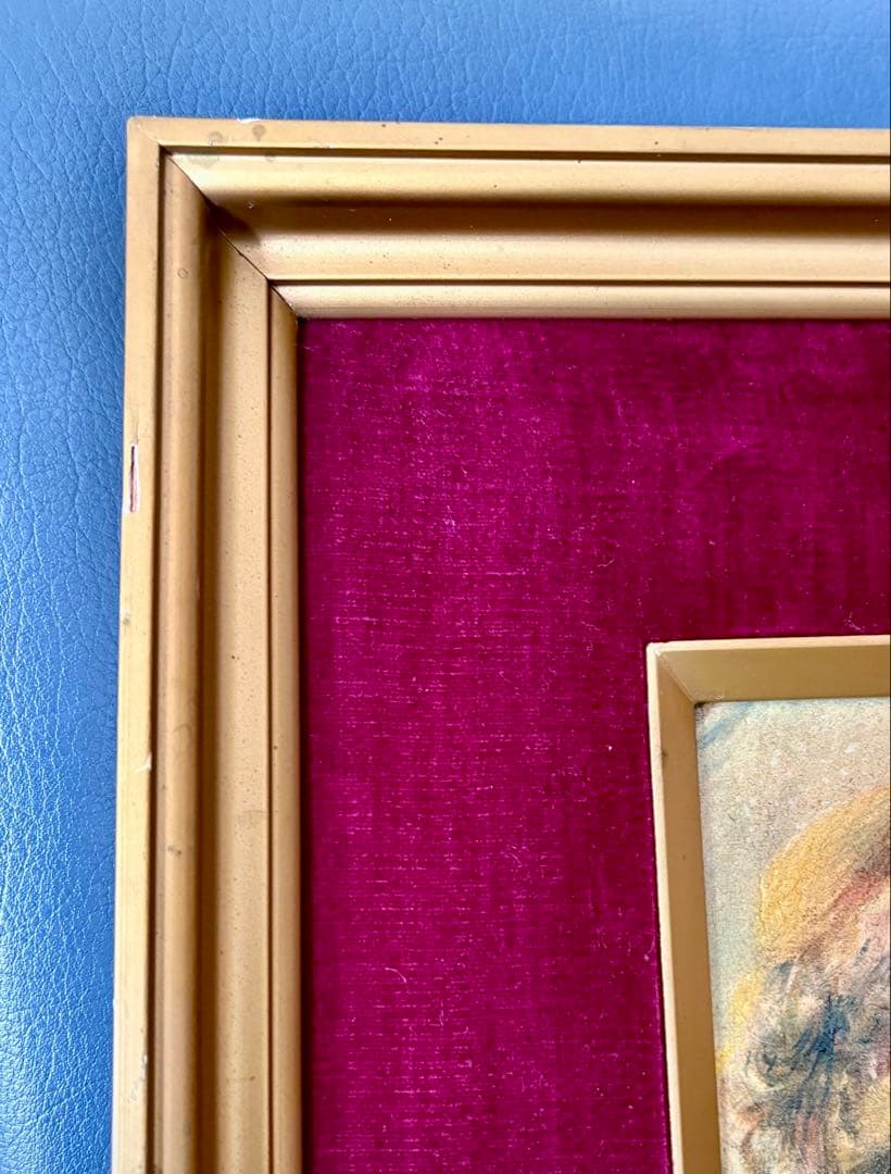 ルノワール複製画　子犬を抱く少女　フレーム付き