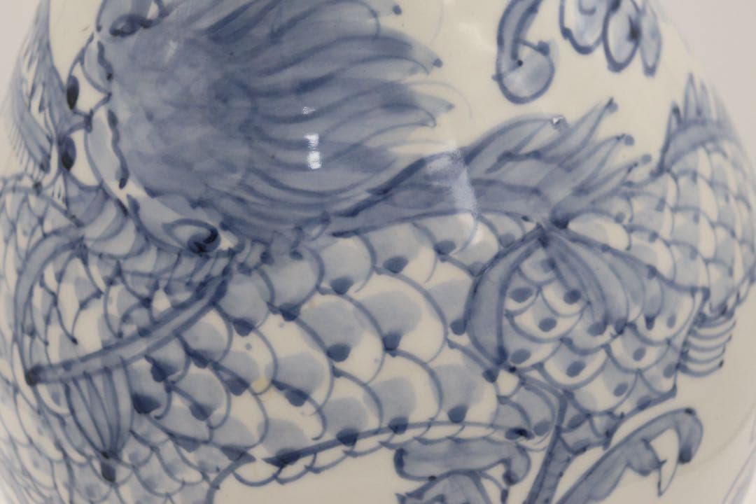 李朝　染付　龍紋大瓶　送料込み250506