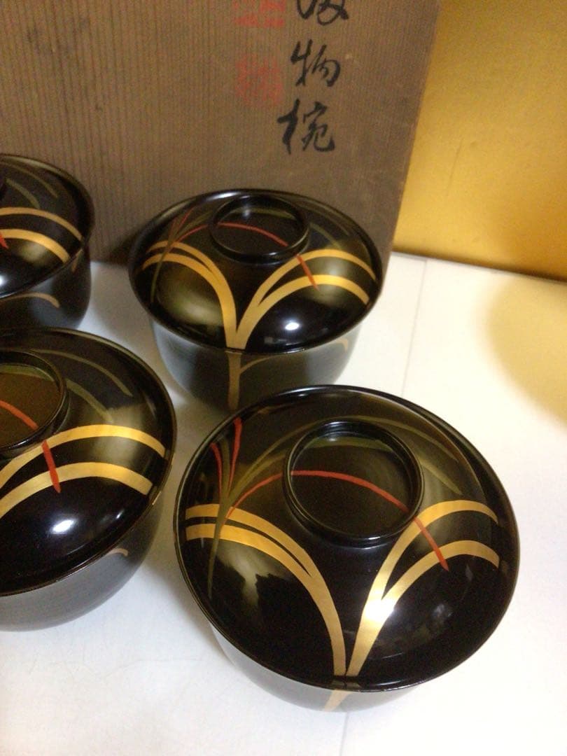 可愛い形のお椀５客セット 共箱付き