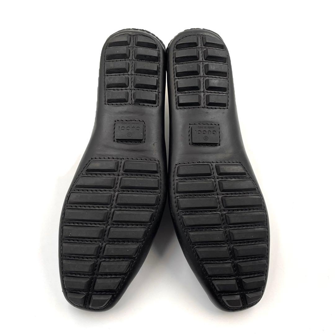 《超美品》GUCCI グッチ ローファー GG柄 本革 PVCレザー ブラック